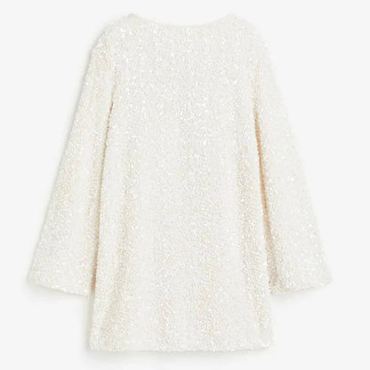 🎀Dance All Night Sequin Back Tie Up Bow Loose Mini Cutee Dress🎀