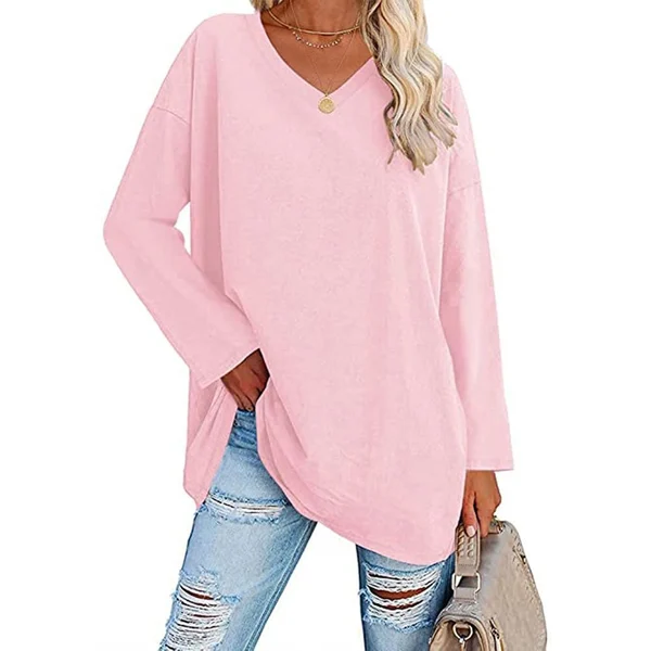 💋Women's Loose Long Sleeve Fashion V-neck Top
