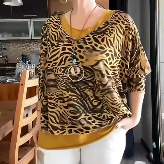 Women's Abstract Leopard Print Top