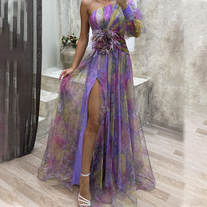 🌸Spring Specials💐 Multicolor Asymmetric Party Dress With Flower Details