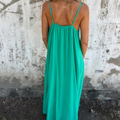 🌸Spring Specials💐 Women's Elegant Lace Trim V-Neck Spaghetti Strap Maxi Dress