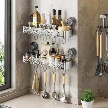 Wall Mounted Removable Suction Cup Shelf with Hooks