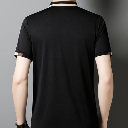 🔥Men's Stretch Ice Silk Short Sleeve Lapel T-shirt
