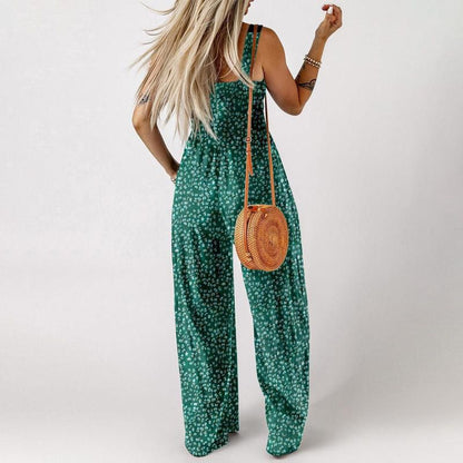 🏖️Summer Hot Sale 🌼🎨Women’s Casual Print Sleeveless Overalls Jumpsuits