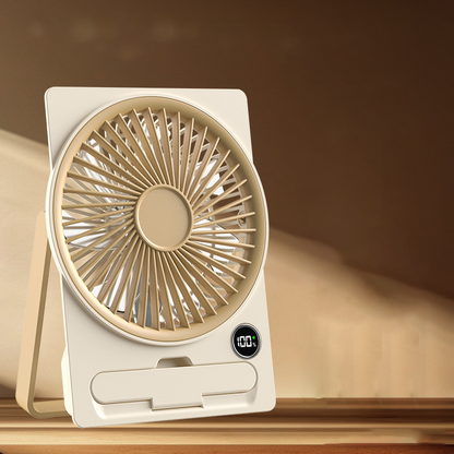 Powerful Breeze Slim Card Fan - 6 Speed, USB Charging and Cell Phone Holder
