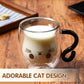 Adorable Cat Design Double-Wall Glass Mug