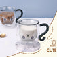 Adorable Cat Design Double-Wall Glass Mug