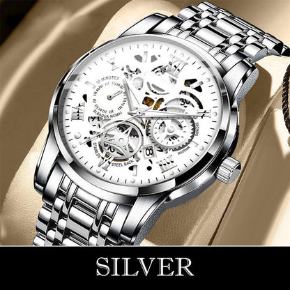 🔥Men's Waterproof Roman Skeleton Automatic Mechanical Watch