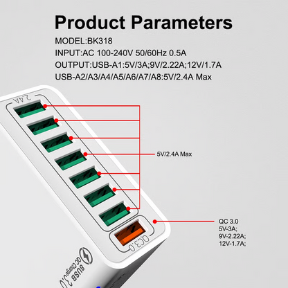 ⚡ 8 USB Charger Ports