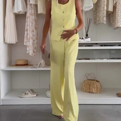 🌸Summer New Arrivals🌸Women's Sleeveless Top and Full-Length Pants Set