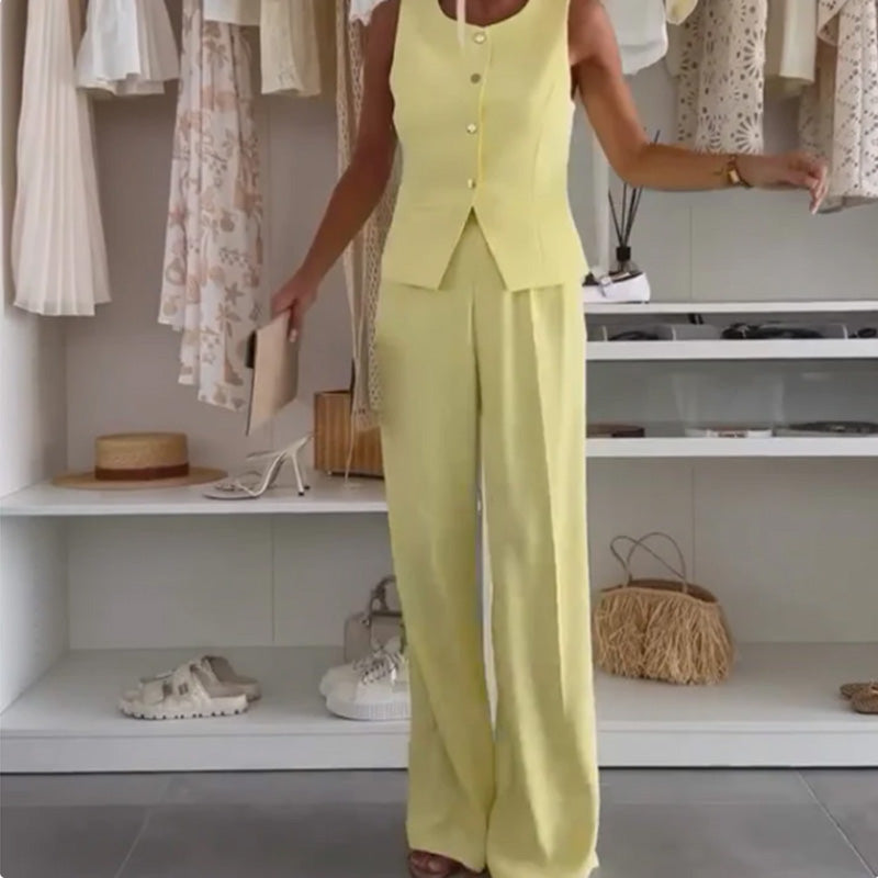 🌸Summer New Arrivals🌸Women's Sleeveless Top and Full-Length Pants Set