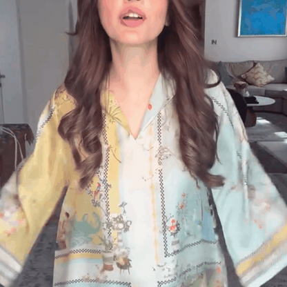 Digital Printed Trumpet Sleeves Print Cape