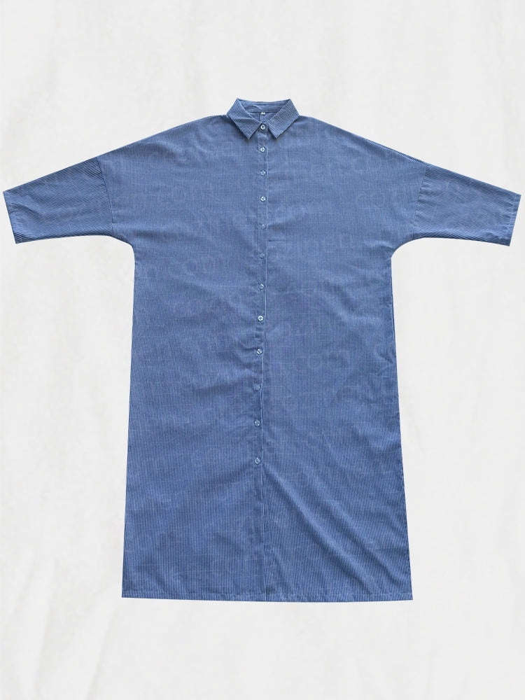 【Relaxed】Striped Cardigan Loose Large Size Irregular Dress