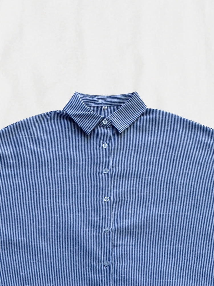 【Relaxed】Striped Cardigan Loose Large Size Irregular Dress