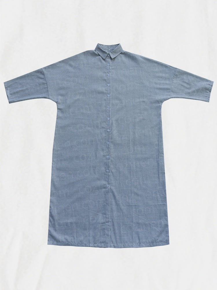 【Relaxed】Striped Cardigan Loose Large Size Irregular Dress