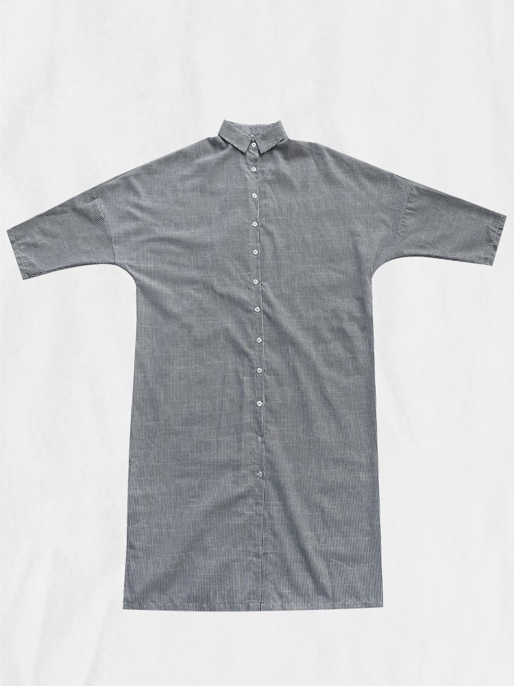 【Relaxed】Striped Cardigan Loose Large Size Irregular Dress