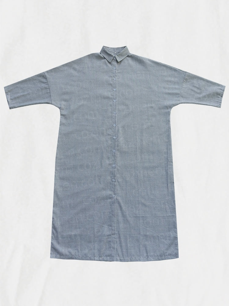 【Relaxed】Striped Cardigan Loose Large Size Irregular Dress