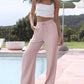 Lightweight Linen Pants Solid Color Drawstring Casual Pants - Breathable & Skin-Friendly