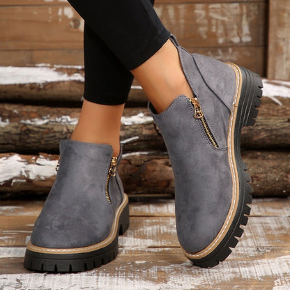 ✨Women's Round-Toe Ankle Boots with Side Zipper