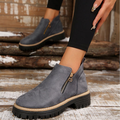 ✨Women's Round-Toe Ankle Boots with Side Zipper