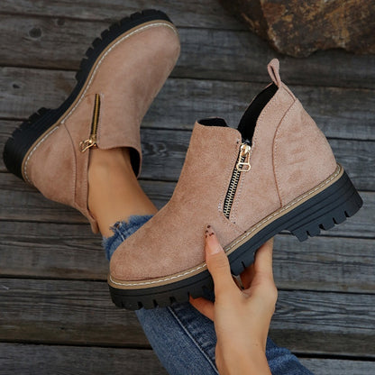 ✨Women's Round-Toe Ankle Boots with Side Zipper