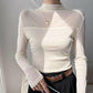 🎉Women's Sparkle Mesh Sheer Long Sleeve Ruched Top