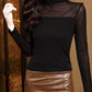🎉Women's Sparkle Mesh Sheer Long Sleeve Ruched Top