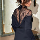 🖤 Women's Elegant Mock Neck Lace Back Midi Dress