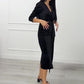 Women’s Elegant V-Neck Side Slit Satin Dress