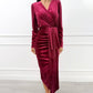 Women’s Elegant V-Neck Side Slit Satin Dress