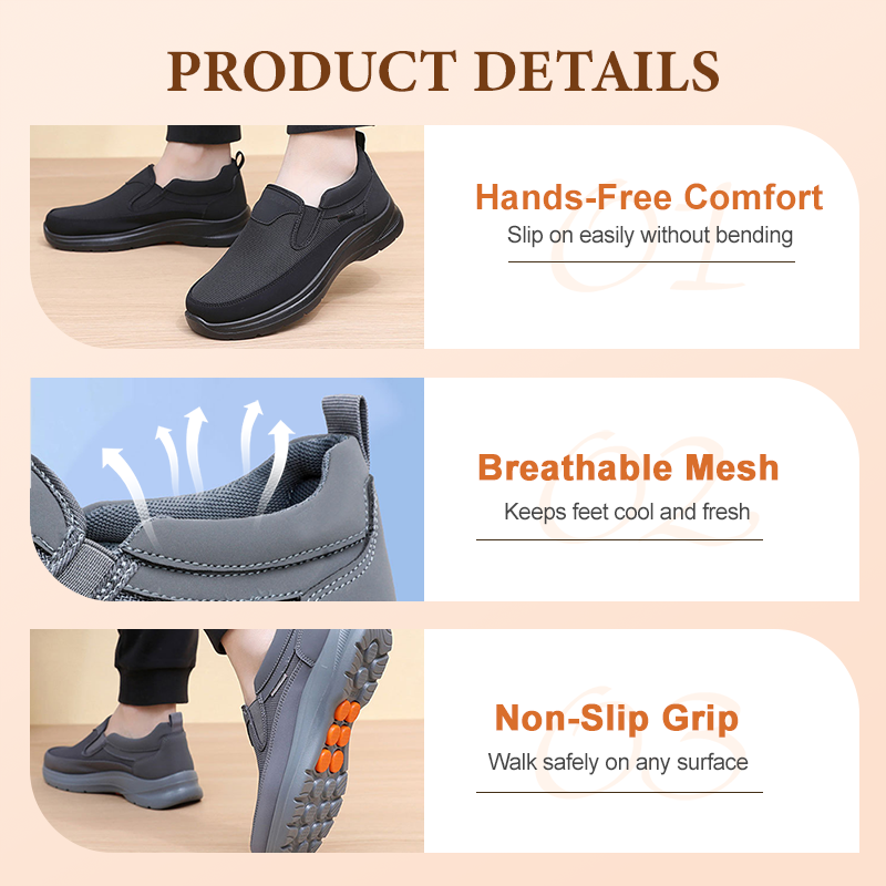 👟 Men's Orthopedic Breathable Slip-On Sneakers - Arch Support with Memory Foam Insoles for All-Day Comfort 🏃‍♂️💨