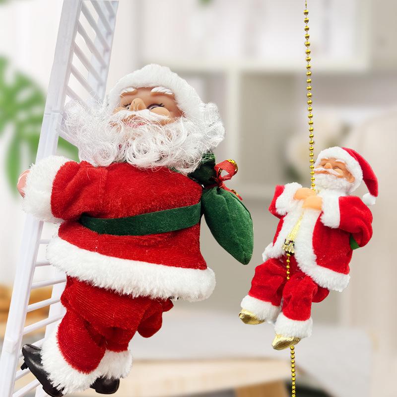 🎄Electric Fireplace Climbing Santa Claus Musical Toys