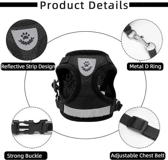 Adjustable Breathable And Light-up Harness and Leash Set for Pets