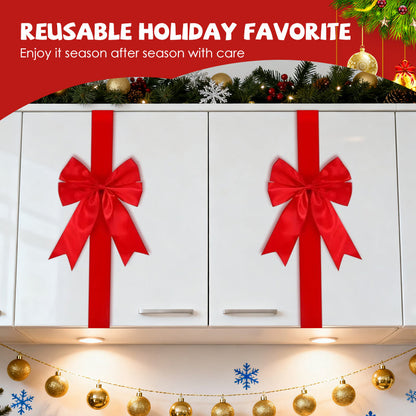 Large Christmas Cabinet Door Ribbon Bow