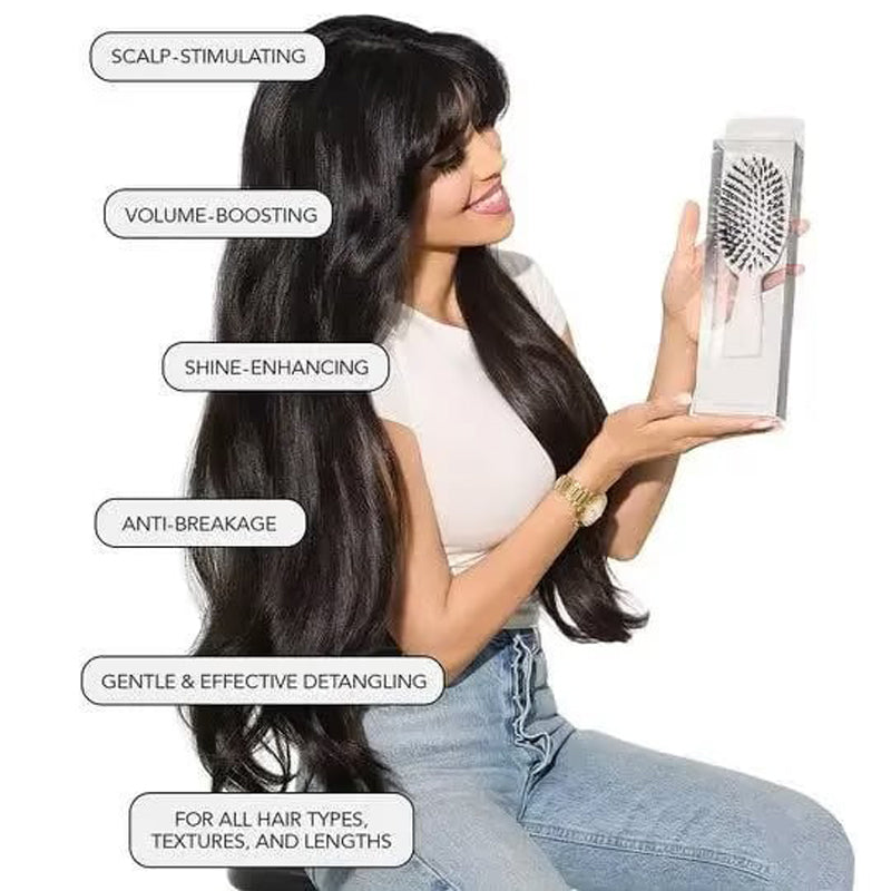Anti-Static Air Cushion Detangling Brush- Smoother, Stronger, Shinier Hair - Boar Bristle Brush