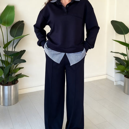 Women's Casual Long-Sleeve Top and Pants 2-Piece Set🔥