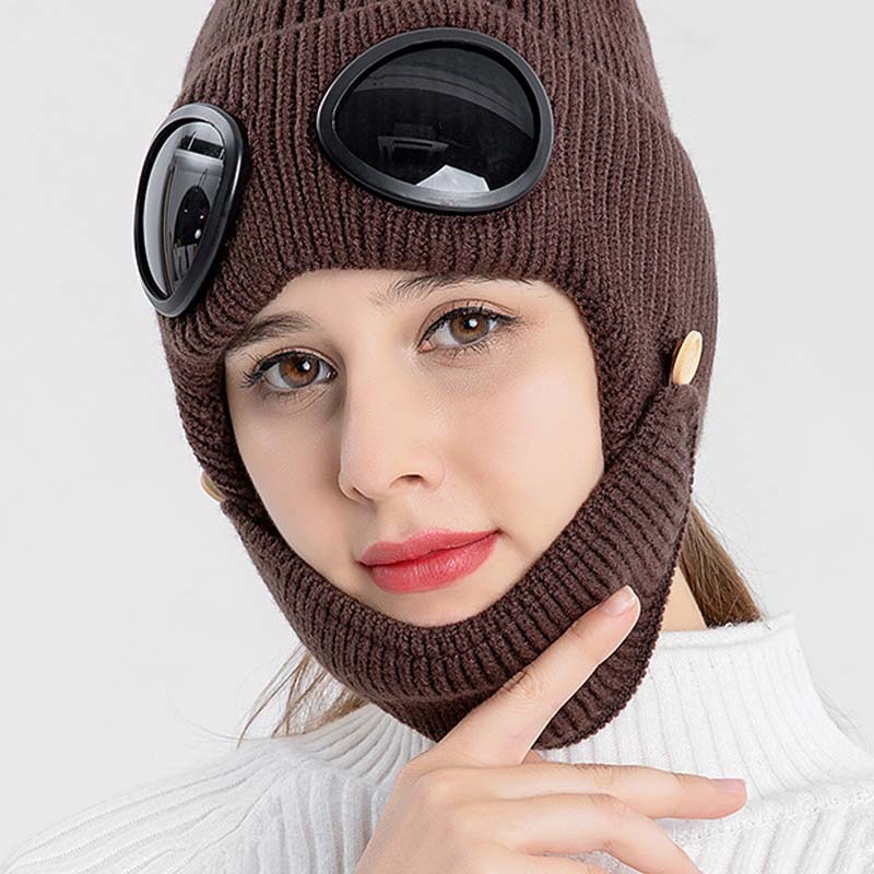 3-in-1 Unisex Knitted Goggles Beanie