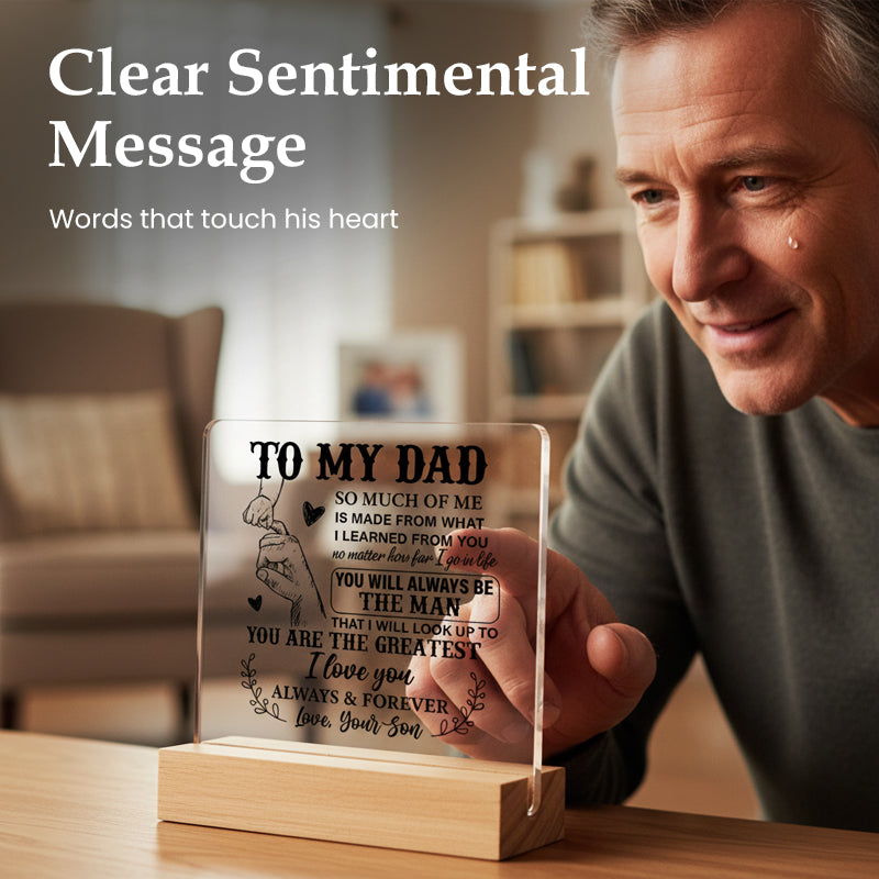 Heartfelt "To My Dad" Acrylic Plaque with Wooden Stand