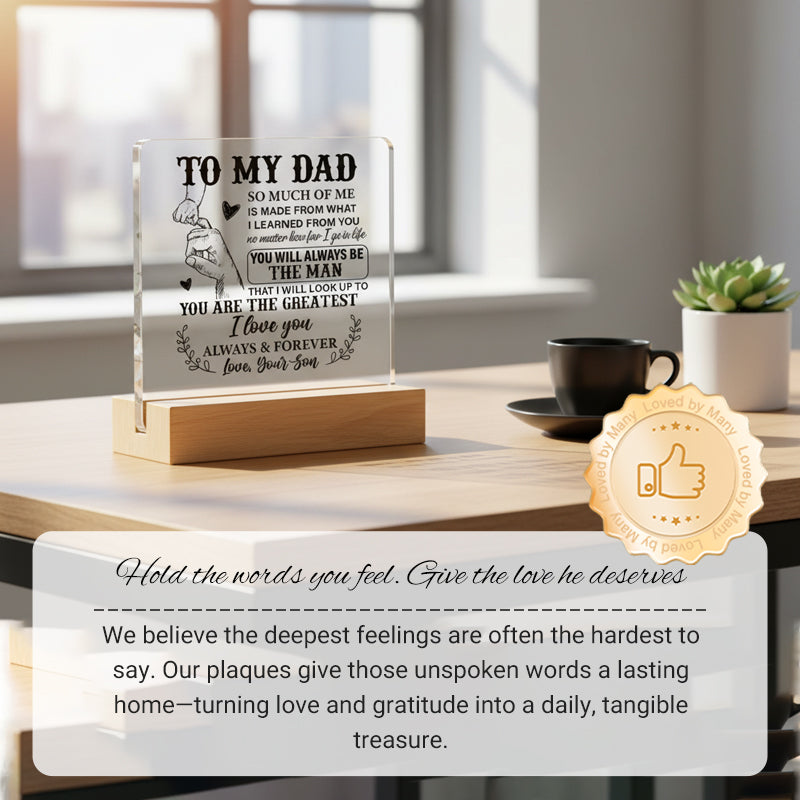 Heartfelt "To My Dad" Acrylic Plaque with Wooden Stand