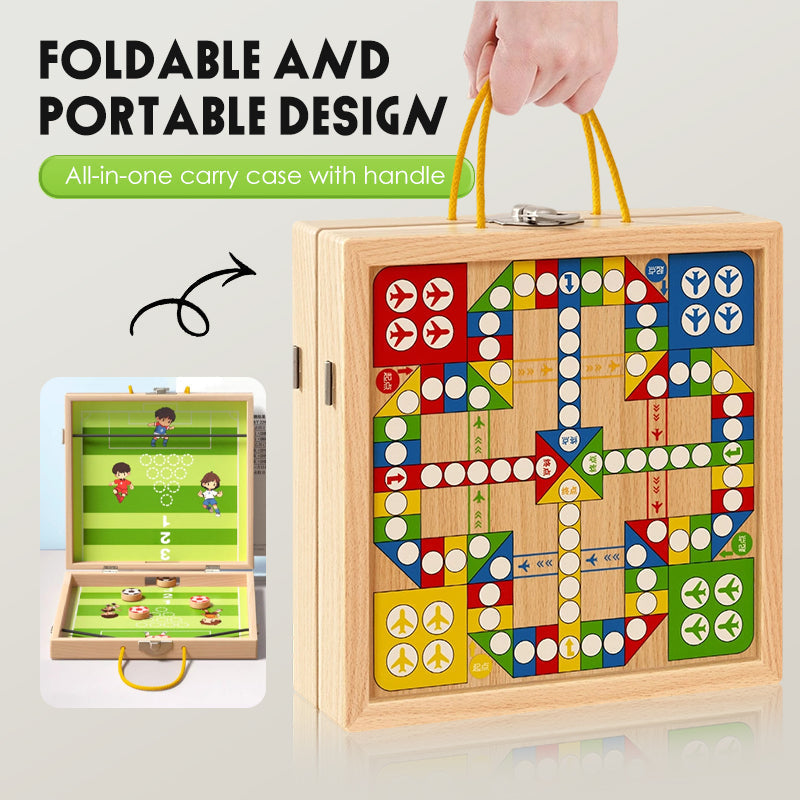 💖5-in-1 Foldable Wooden Board Game Set 
