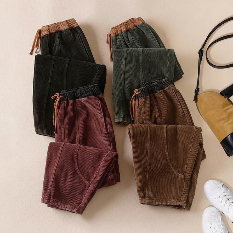 Women's Winter Warm Plush-Lined Corduroy Harem Pants
