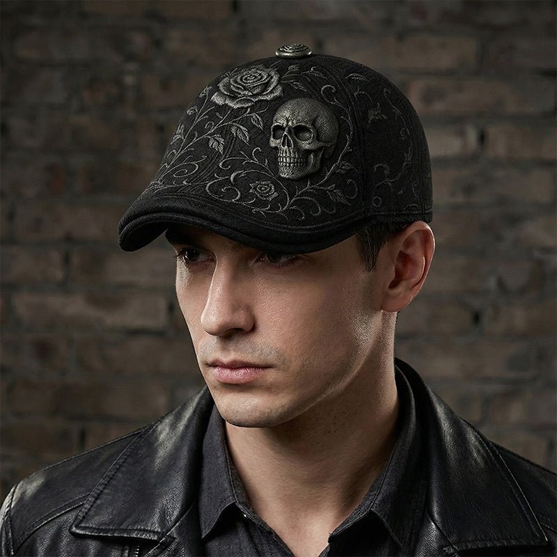 🔥Skull & Thorn Flat Cap