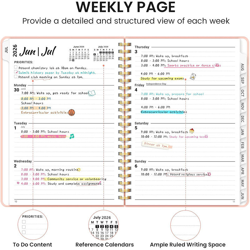 2026 Spiral Bound A5 Planner with Monthly Tabs