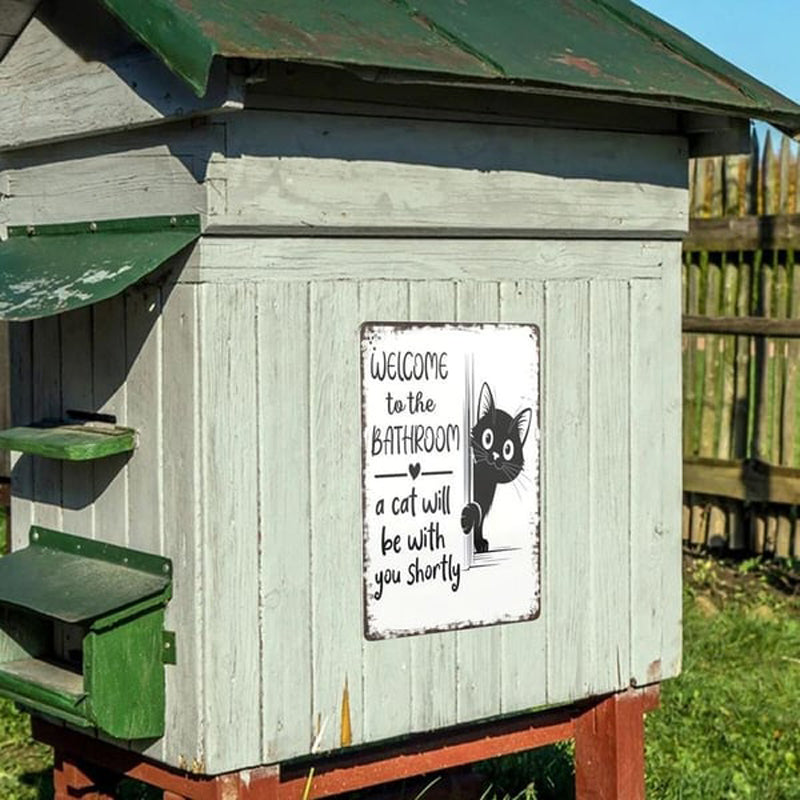 Cute Cat Bathroom Decor Sign