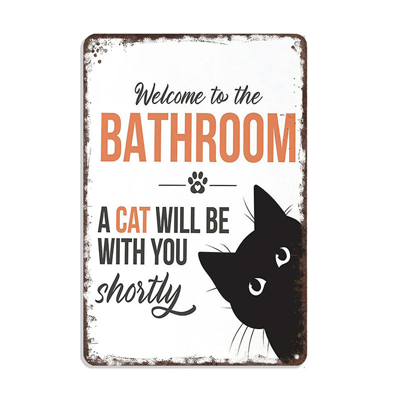 Cute Cat Bathroom Decor Sign