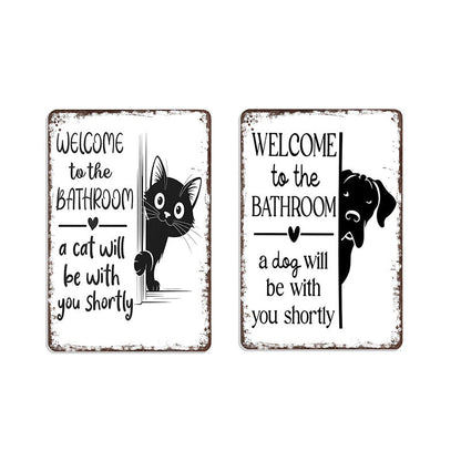 Cute Cat Bathroom Decor Sign