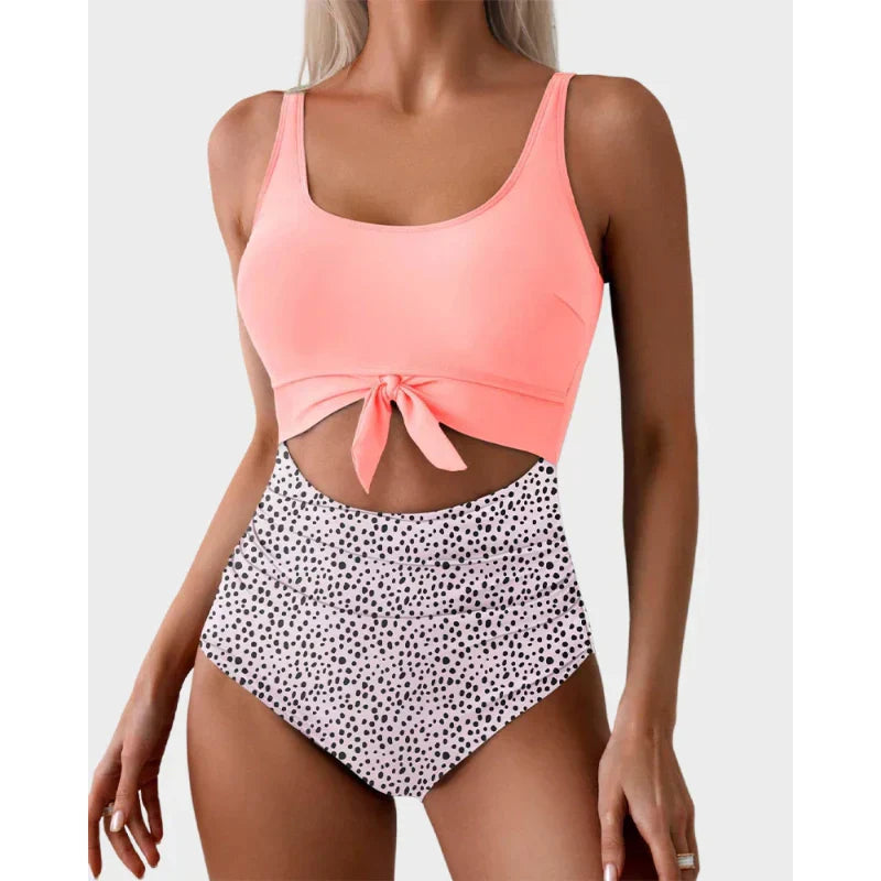 💃Women's Tummy Control Slimming Cutout Tie Knot One Piece Swimsuit👙