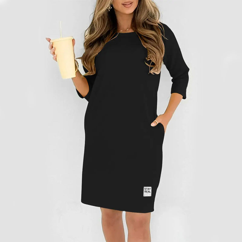 Women's Crew Neck Casual Loose T-Shirt Dress