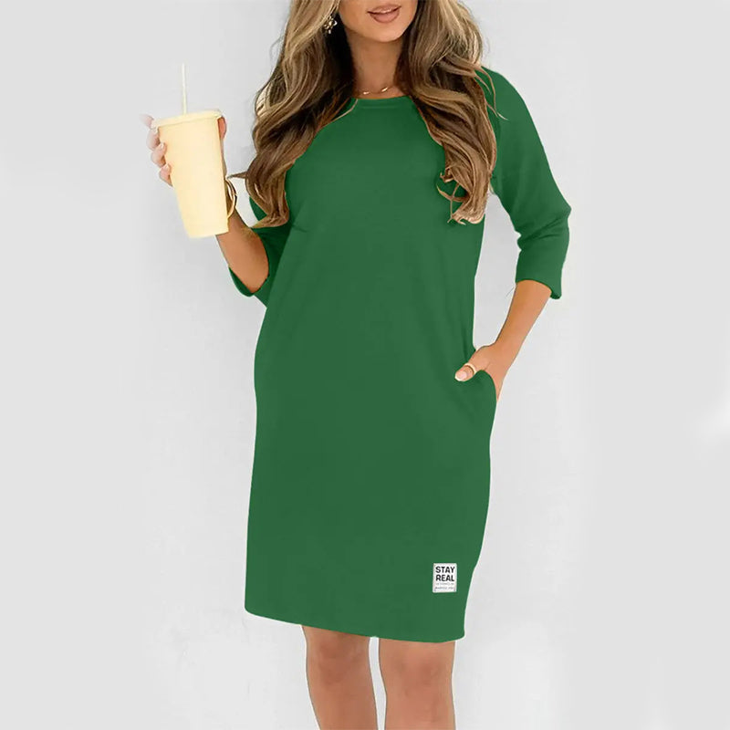 Women's Crew Neck Casual Loose T-Shirt Dress