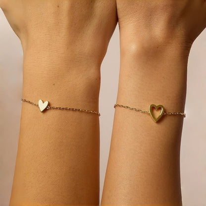 💖Matching Heart Charm Bracelet Set